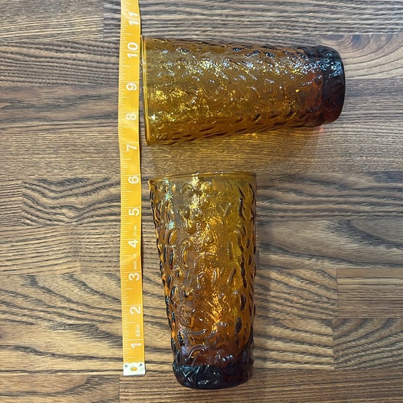 Vintage Set of 2 Anchor Hocking Milano Amber Drinking Glasses - Picture 2 of 4